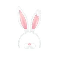 Fototapeta premium Easter mask with rabbit ears isolated on white background, illustration.
