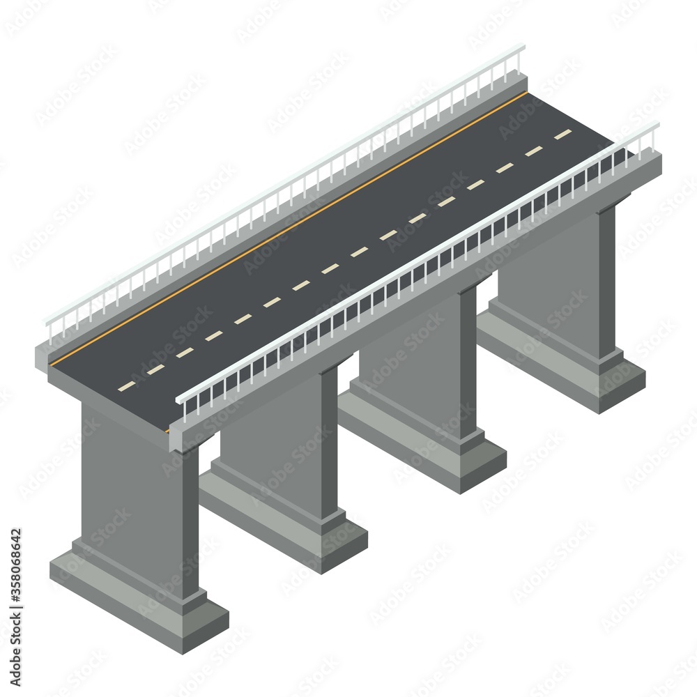 Poster building bridge icon. isometric of building bridge vector icon for web design isolated on white back