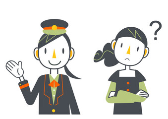 駅員と女性客のセット