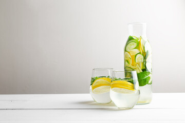 Detox Sassy water with lemon, cucumber, mint, ginger.