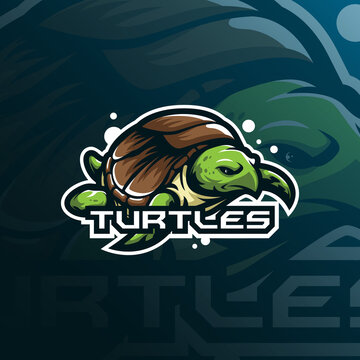turtle mascot logo design vector with modern illustration concept style for badge, emblem and t shirt printing. sea turtle illustration.