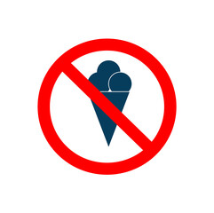 Sign entry with ice cream is prohibited. Vector flat illustration