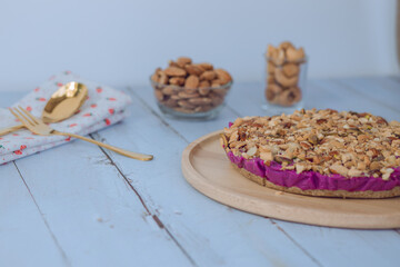 Almond on Purple Cake. purpel sweet potato brownie.