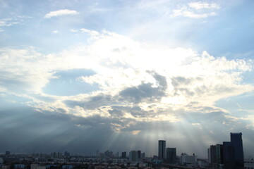 Fototapeta premium dark cloudy sky evening time 
