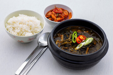 Soybean Paste Soup with Dried Radish Leaves