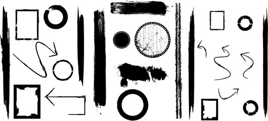 Set of abstract grunge shapes . Brush strokes collection .Vector
