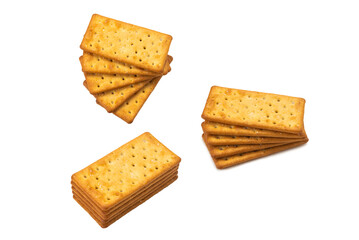 Cracker with salt isolated on white.