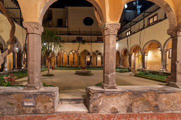 The cloister of San Francesco in the historic center of Sorrento dating back to the 14th century,...
