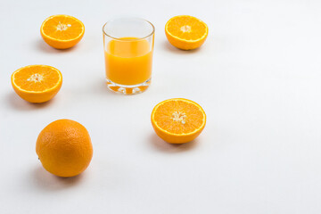 halves of orange orange juice.  Weight loss concept.