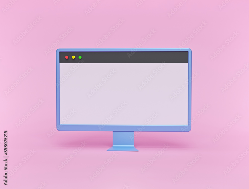 Fototapete computer blank screen. minimal design. copy space. 3d rendering