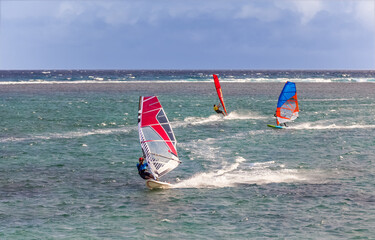 kite surfing on the beach