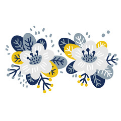 Flower and leaf. Simple cute hand drawn vector illustration for greetings card