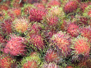 Rambutan at fruit market in Thailand.