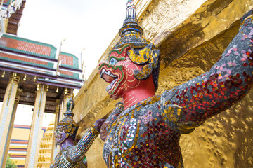 The demon statues in Ramayana the epic that is called in Thai as Ramakien