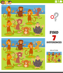 differences educational task with cartoon monkeys