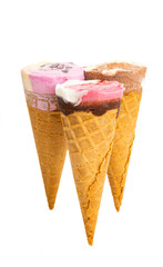 ice cream in a waffle cup