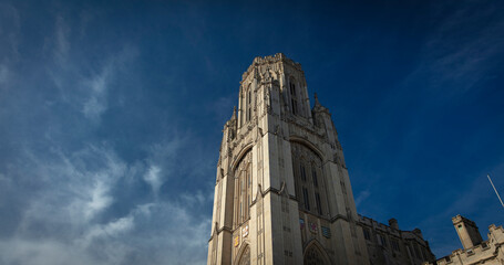 Bristol, United Kingdom, 21st February 2019, Wills Memorial Building Tower at the University of...