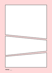 Manga Storyboard Layout Comic Book Template Pink