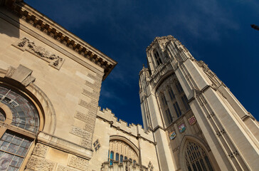 Bristol, United Kingdom, 21st February 2019, Wills Memorial Building Tower at the University of...