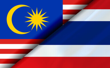 Flags of the Malaysia and Thailand divided diagonally