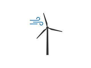 Wind energy, wind turbine icon. Vector illustration, flat design.