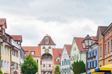 Fototapeta na wymiar MEERSBURG, GERMANY - June 29, 2018: Antique building view in Old Town Meersburg, Germany
