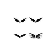 Wings black icons vector set. Modern minimalistic design.