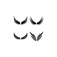 Wings black icons vector set. Modern minimalistic design.