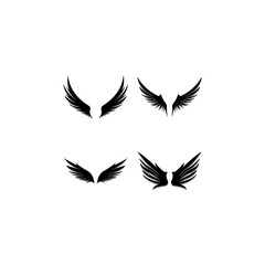 Obraz premium Wings black icons vector set. Modern minimalistic design.