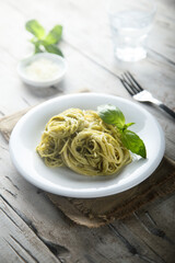 Pasta with pesto sauce