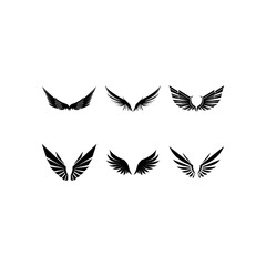Wings black icons vector set. Modern minimalistic design.