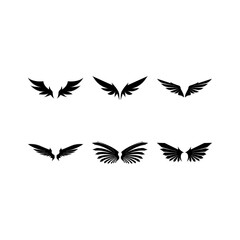 Wings black icons vector set. Modern minimalistic design.