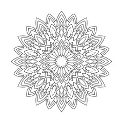 Simple abstract mandala with floral pattern on white isolated background. Good for coloring book pages, cover, poster, card.