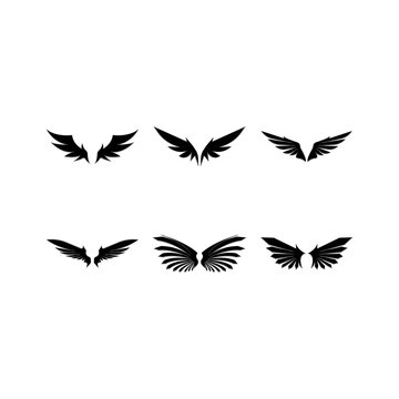 Wings black icons vector set. Modern minimalistic design. © Sunar