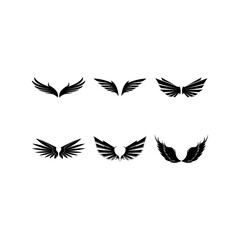 Wings black icons vector set. Modern minimalistic design.