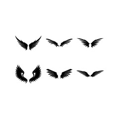 Wings black icons vector set. Modern minimalistic design.