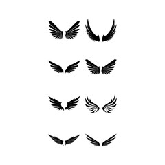 Wings black icons vector set. Modern minimalistic design.