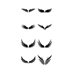 Wings black icons vector set. Modern minimalistic design.