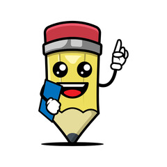 Cute pencil mascot design illustration template