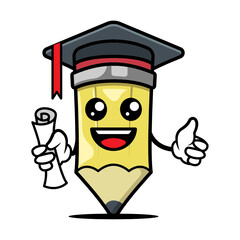 Cute pencil mascot design illustration template