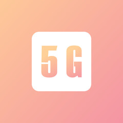 5g pink background. Gradient colorful wireless and 5G icon. Free 5G wi-fi zone background. Vector Illustration.