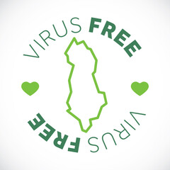 Albania map cornavirus free zone. Virus clear area.