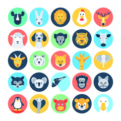 
Animal Avatars Flat Vector Icons 1
