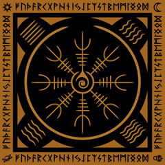 Pagan ornament in the style of the Vikings with runes