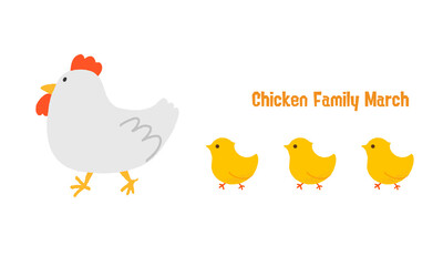 vector illustration of a cute chicken and its mother and child
