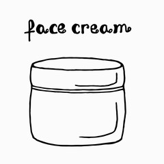 Container, bottle for cream. Jar for cream. Face cream jar linear icon. Cosmetics. Thin line illustration. Contour symbol. Vector isolated outline drawing