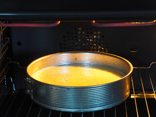 Homemade pie.A biscuit is baked on a baking sheet in a home oven.