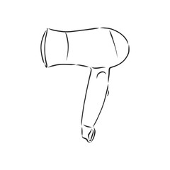 Fashion salon service accessory, design pink plastic fen isolated on white background. hair dryer, vector sketch illustration