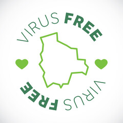 Bolivia map cornavirus free zone. Virus clear area.