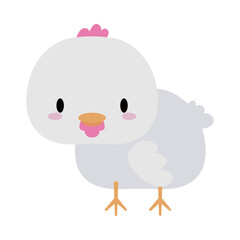 cute hen baby kawaii, flat style icon
